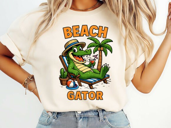 Beach Gator Sublimation Design T-Shirt