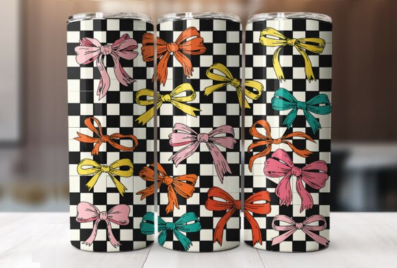 Coquette Retro Bow 20oz Tumbler Wrap PNG