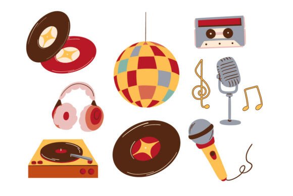 Doodle Style Retro Music Collection