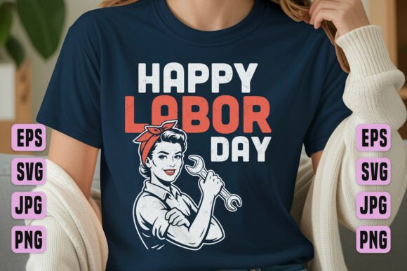 Strong Woman Labor Day Retro Art Review