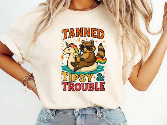 Tanned Tipsy Trouble SVG T-Shirt